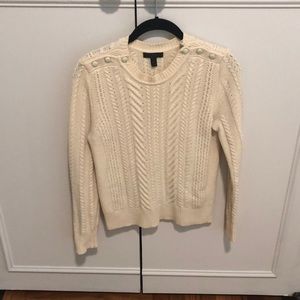 J Crew cream cableknit sweater